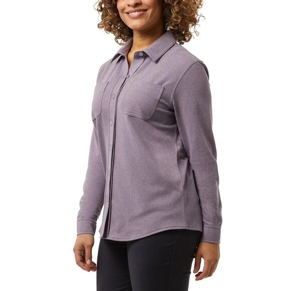 32 Degrees Ladies' Soft Fleece Button Up Shirt, Purple, L - Picture 3 of 3